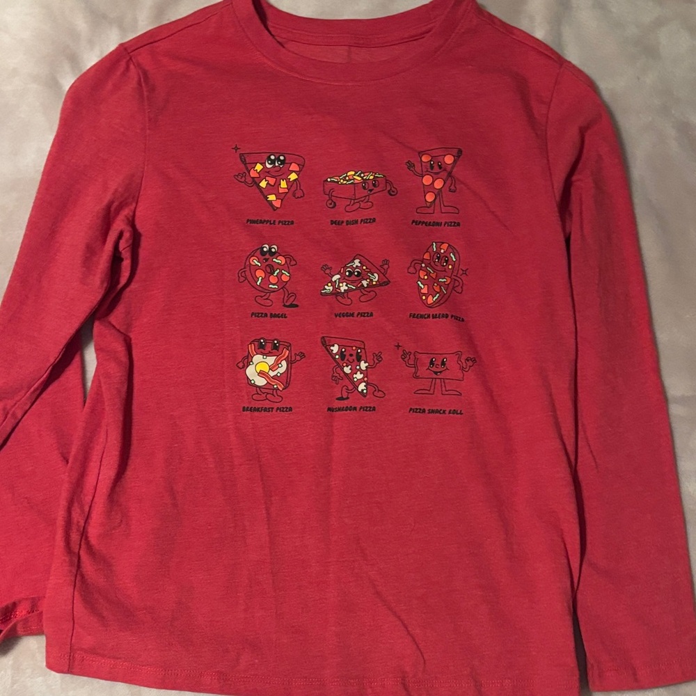 Cat & Jack Red Kids Pizza Party Long Sleeve Tee